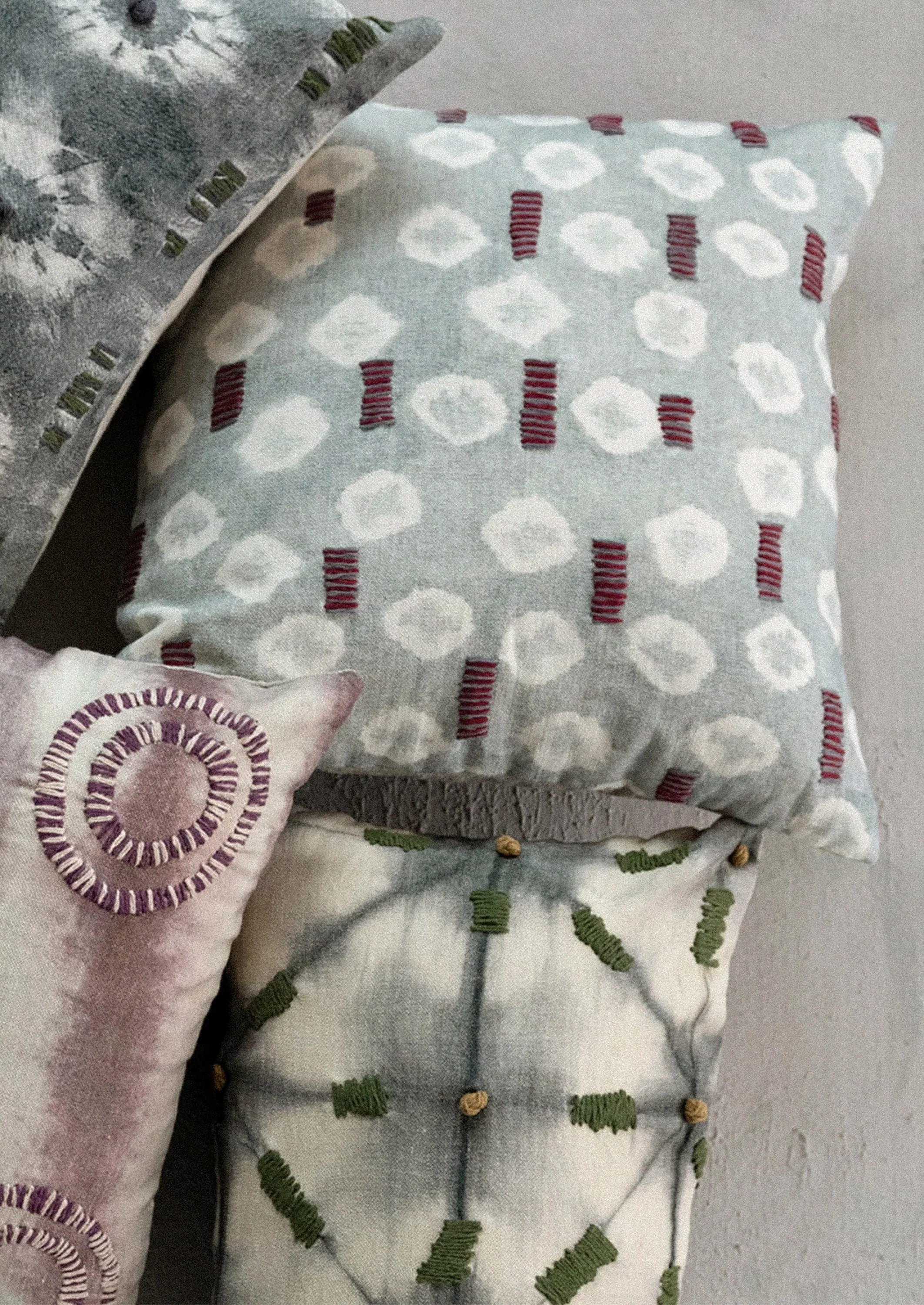 Embroidered Shibori Pillow - Image 4