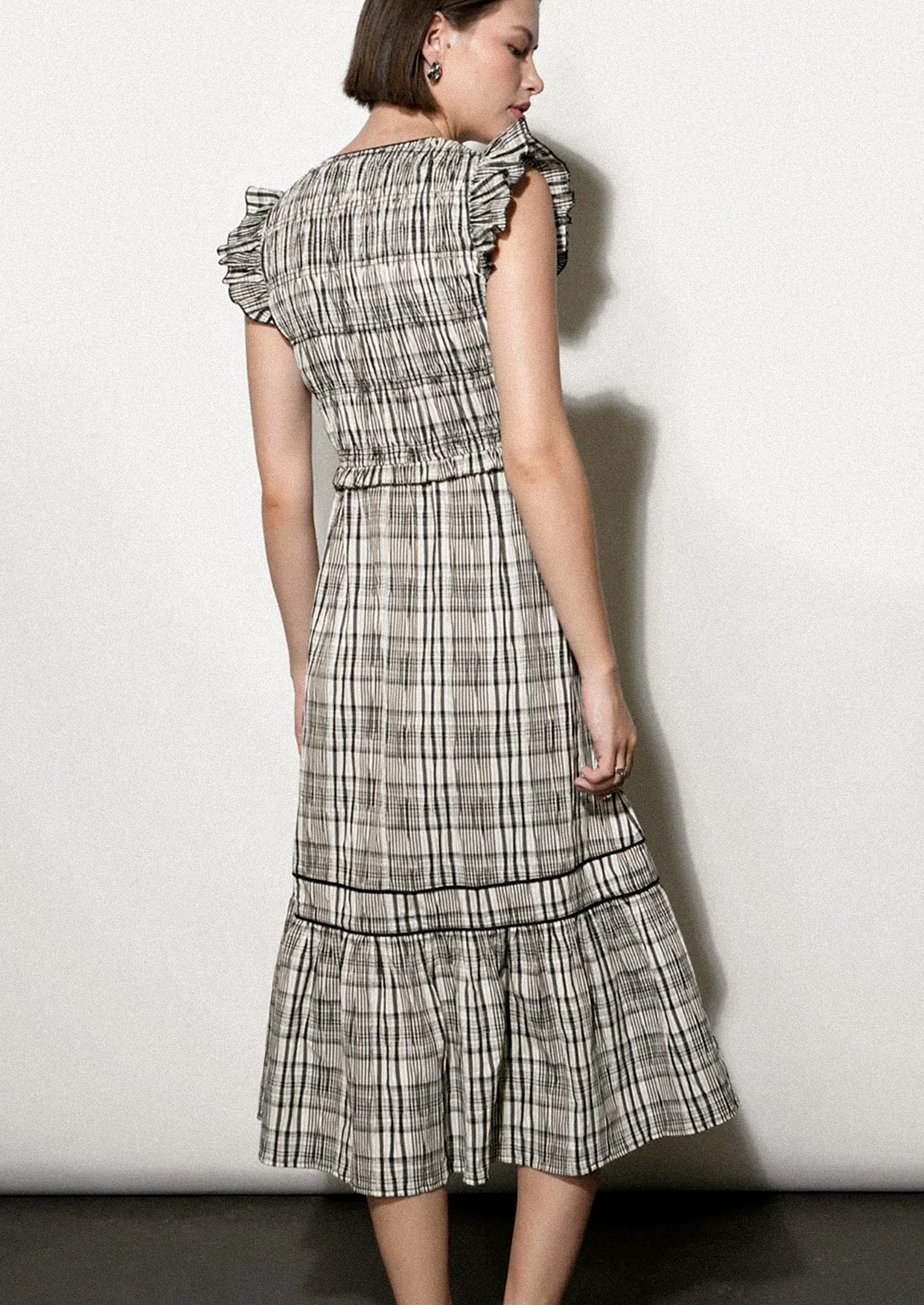 Ina Smocked Plaid Midi Dress - Image 3