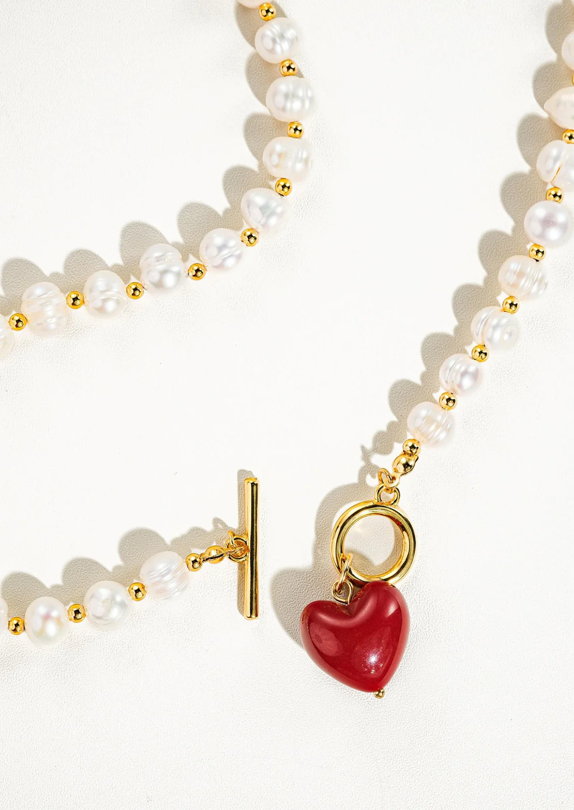 Wren Pearl Heart Charm Necklace - Image 3